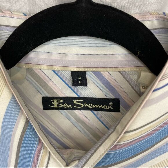 Men’s Ben Sherman Horizontal Striped Button Down Size Large - Picture 3 of 10